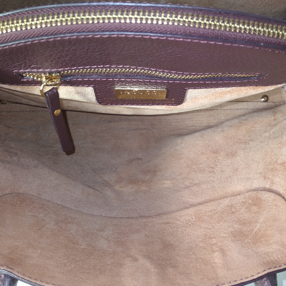 IACUCCI Made In Italy Burgundy Pebbled Leather Satchel Bag - Picture 7 of 13